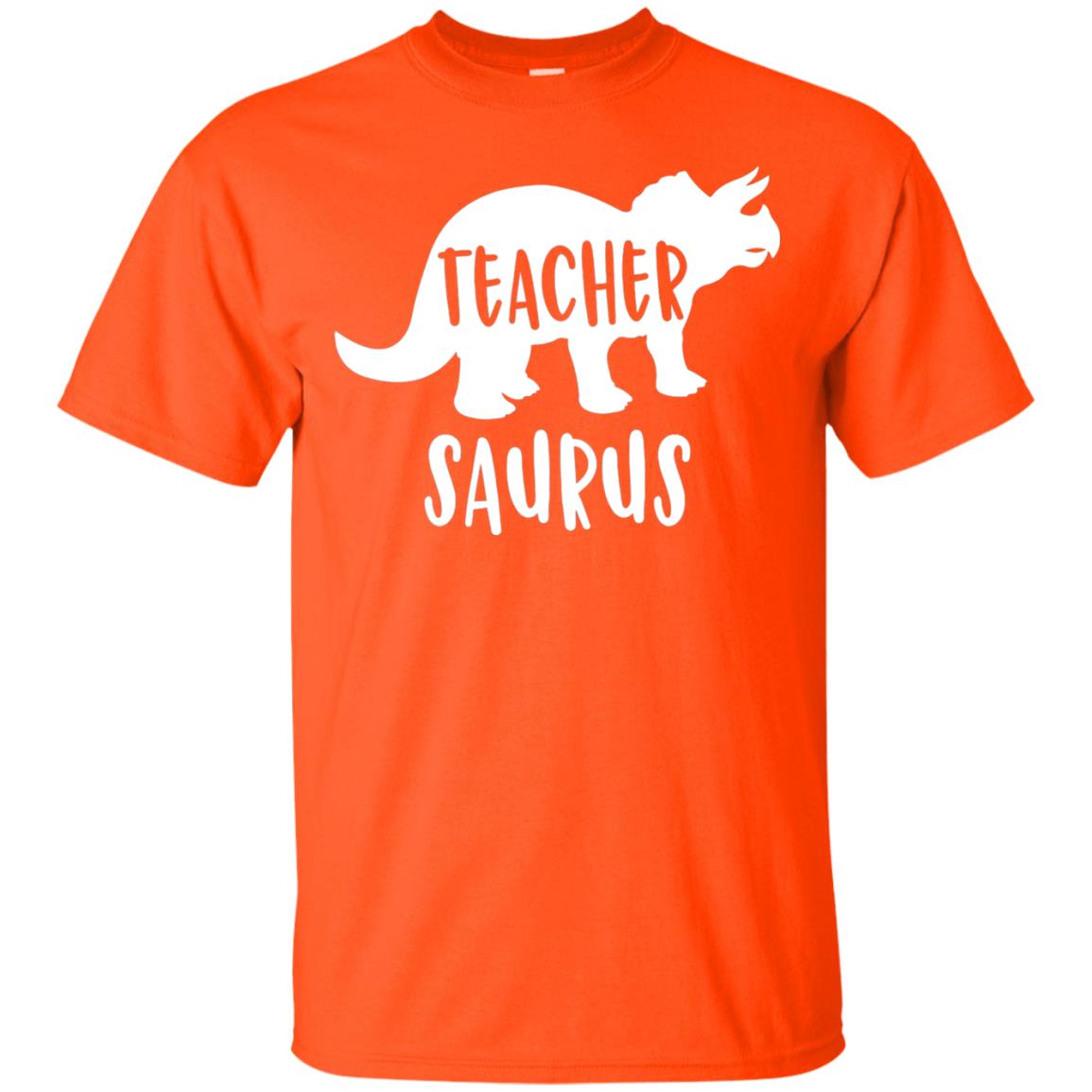 Teachersaurus Shirt Funny Appreciation Gift Teacher Dinosaur Orange