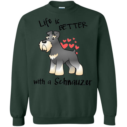 Life Is Better With A Schnauzer Dog Shirt Forest Green