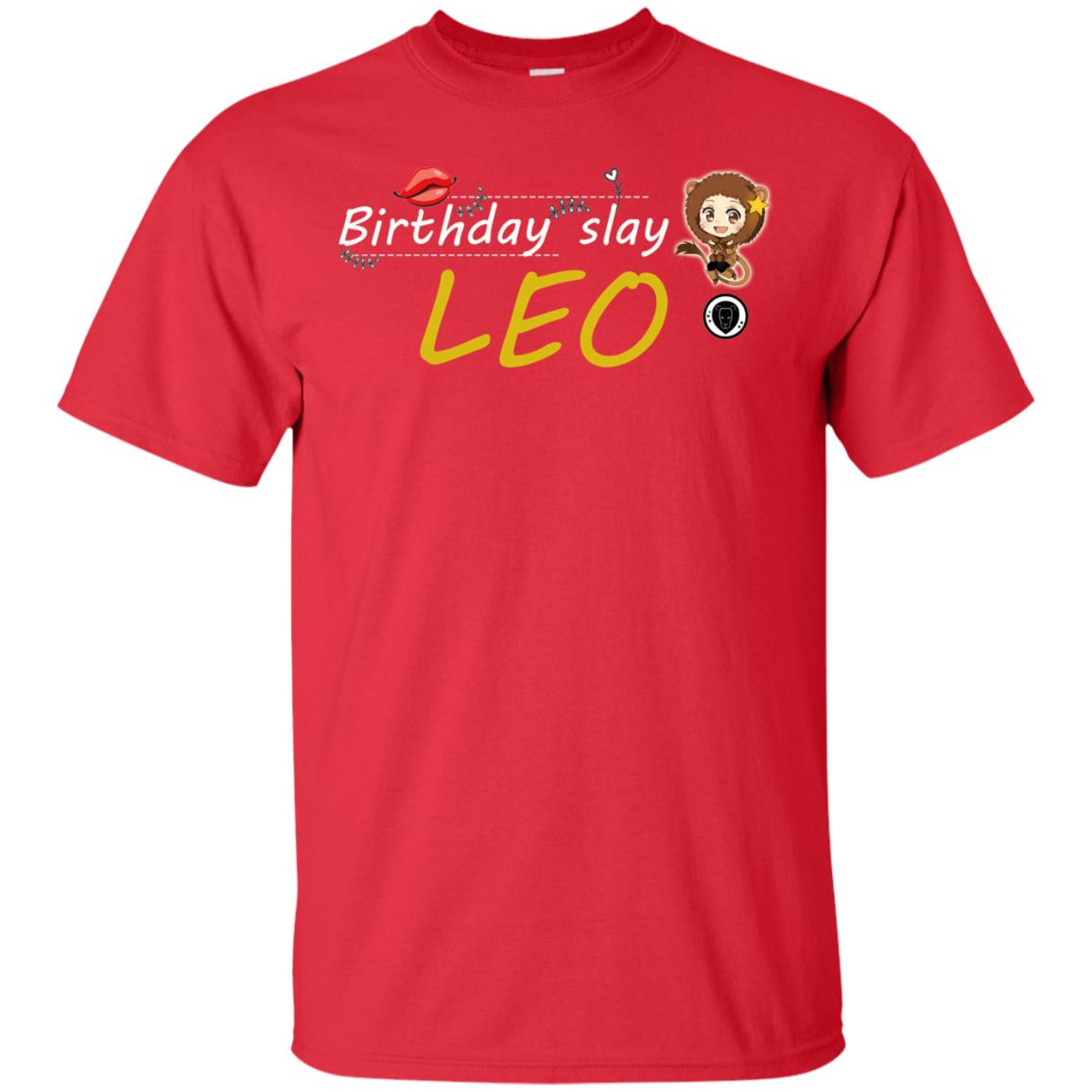 Cute Leo Girl Birthday Lip Slay T-shirt Red