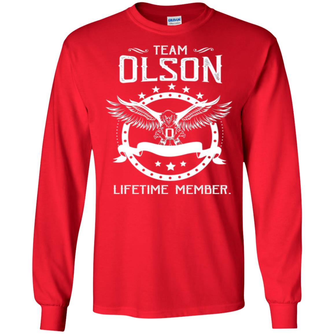 Family T-shirt Team Olson Lifetime Member Red