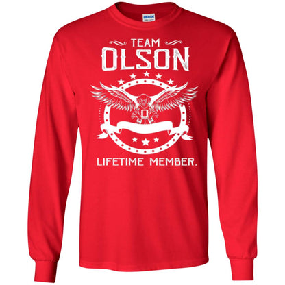Family T-shirt Team Olson Lifetime Member Red