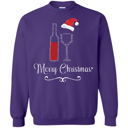 Christmas T-shirt Merry Christmas With Wine Botle And Glass Wine Purple