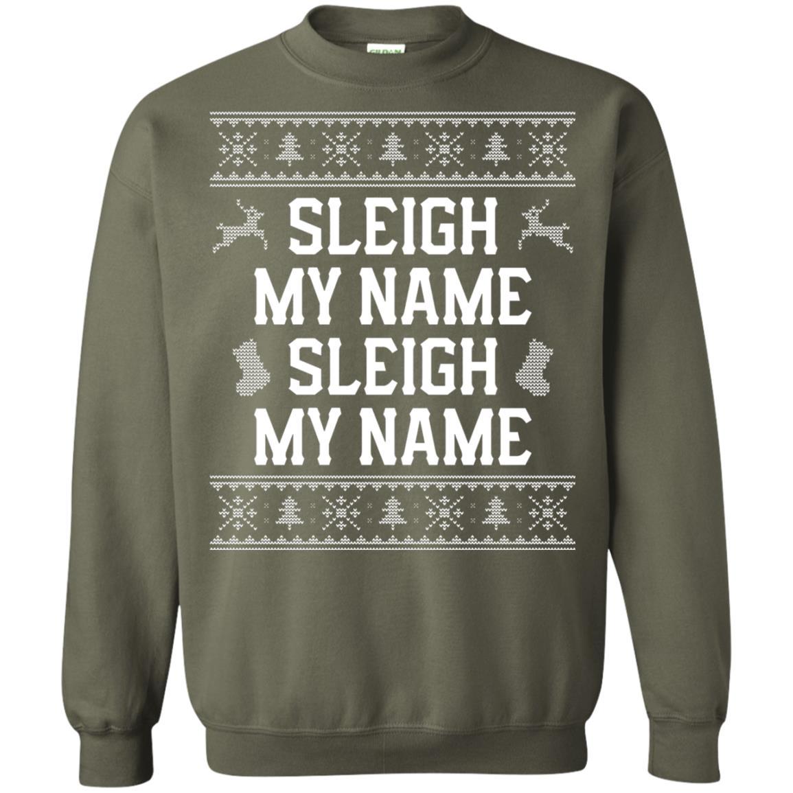 Christmas T-shirt Sleigh My Name Military Green