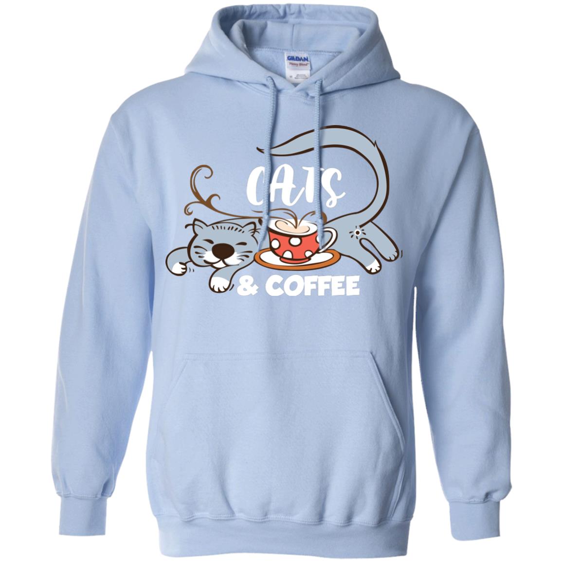 A Good Day Start With Cat And Coffee Cat Lover T-shirt Light Blue