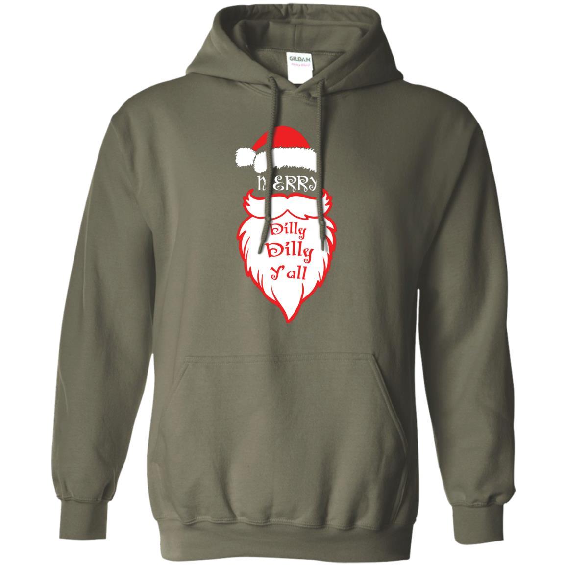 Christmas T-shirt Merry Dilly Dilly Y'all Military Green
