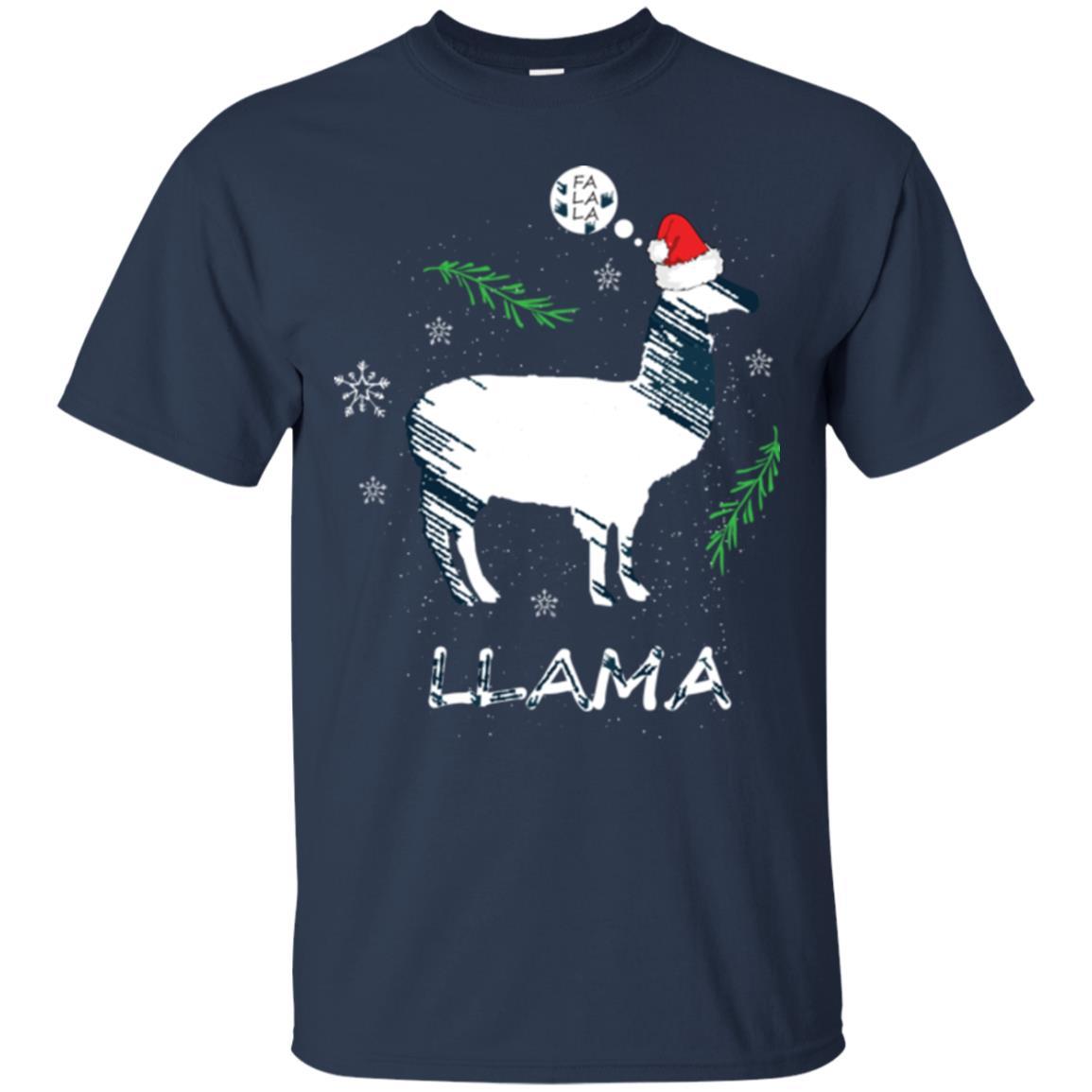 Christmas T-shirt Fa La La La Llama T-shirt Navy