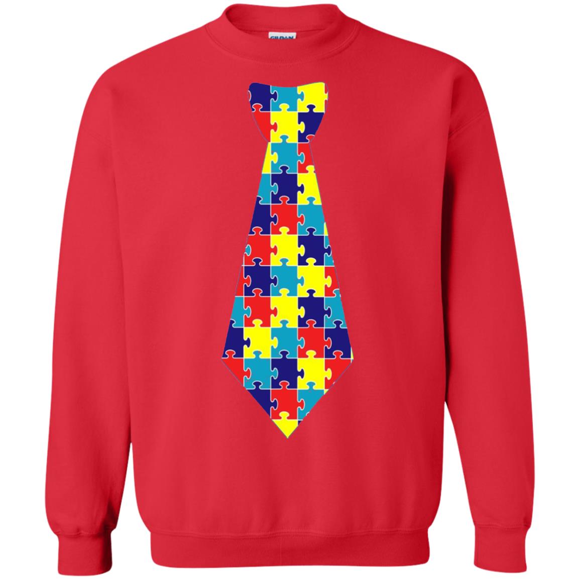 Autism Awareness T-shirt Puzzle Neck Tie 2018 Red