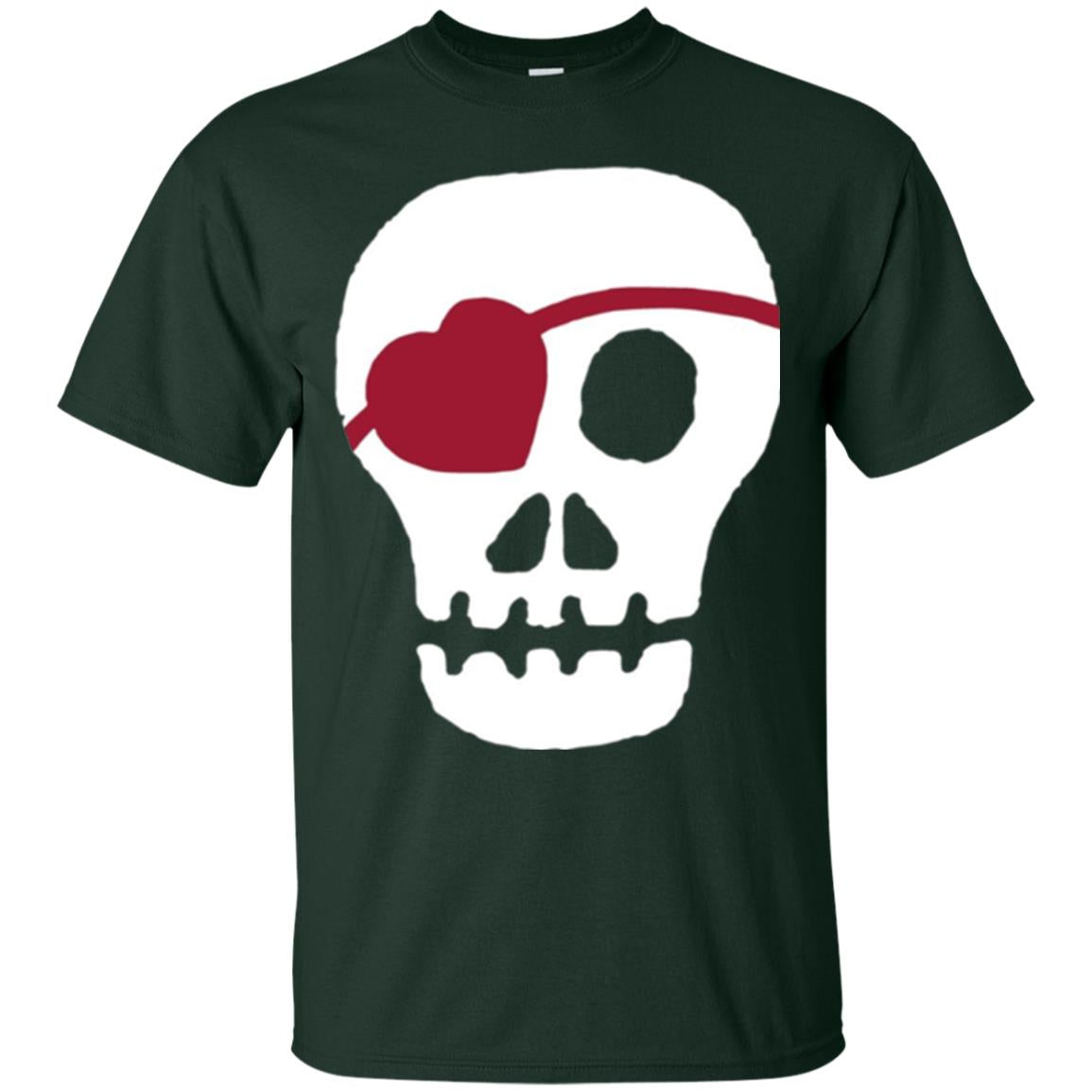 Skull Heart Valentines Day T-shirt Forest Green