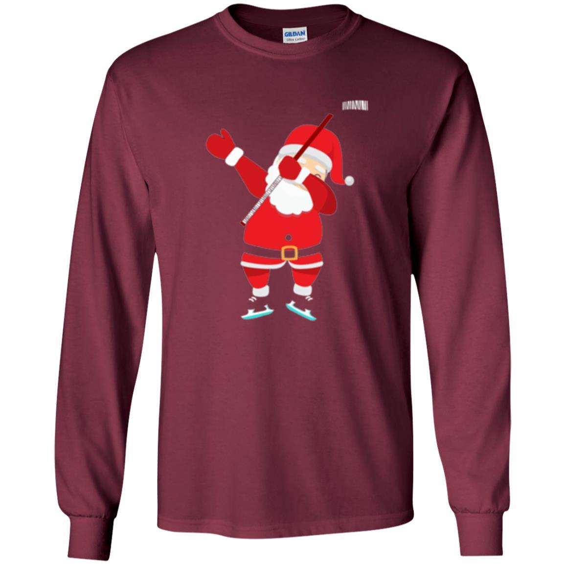 Christmas T-shirt Santa Claus Dabbing Hockey Maroon