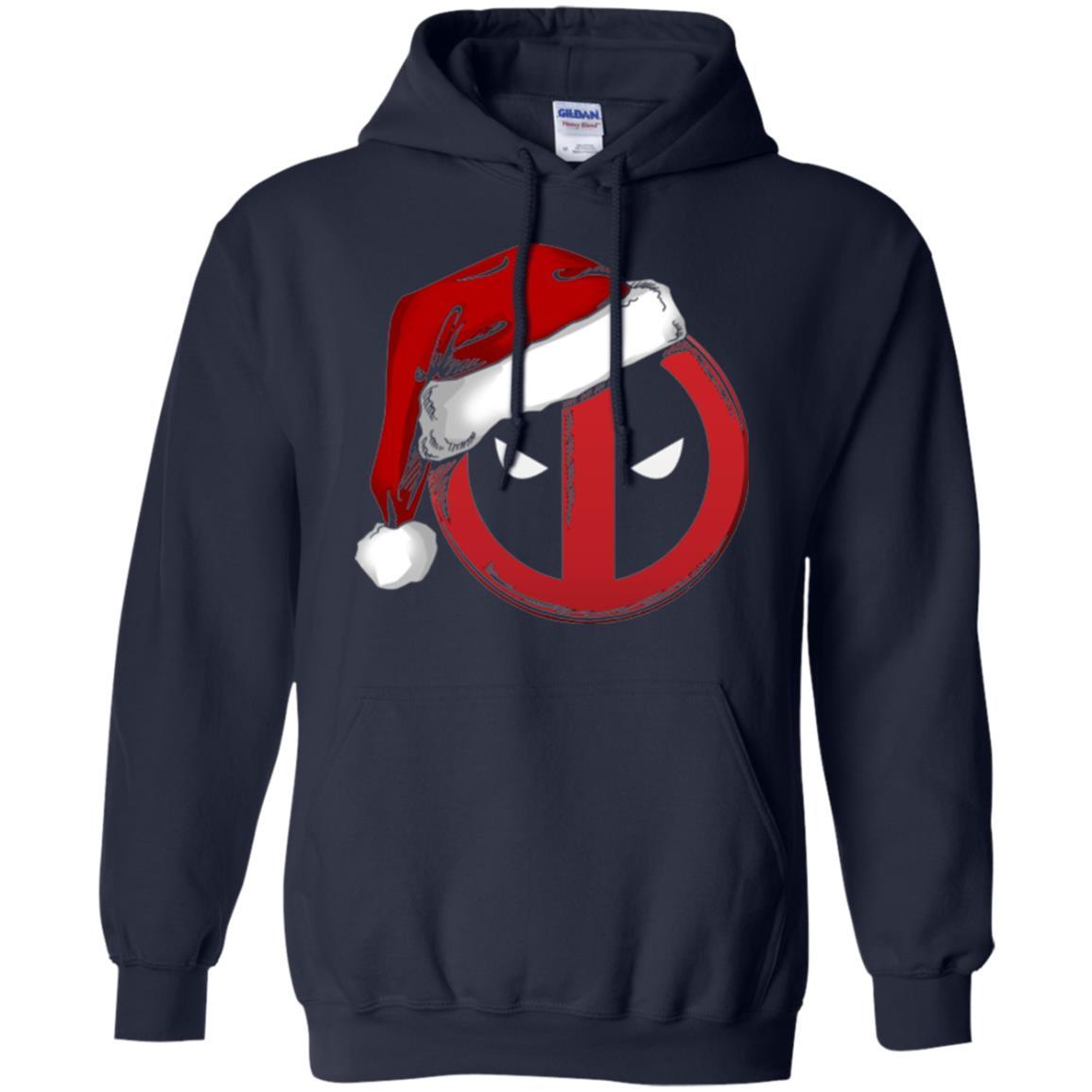 Christmas T-shirt Marvel Deadpool Icon Santa Hat Christmas Graphic Navy