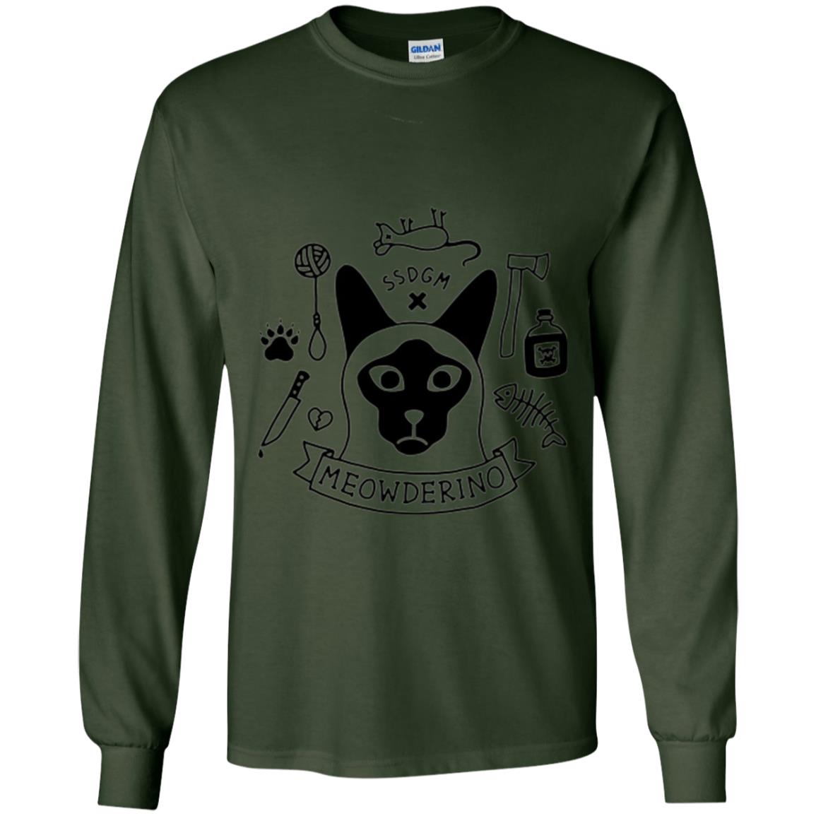 Meowderino T-shirt True Crime Cat Forest Green