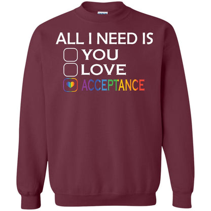 All I Need Is Acceptance Lgbt Shirt Maroon