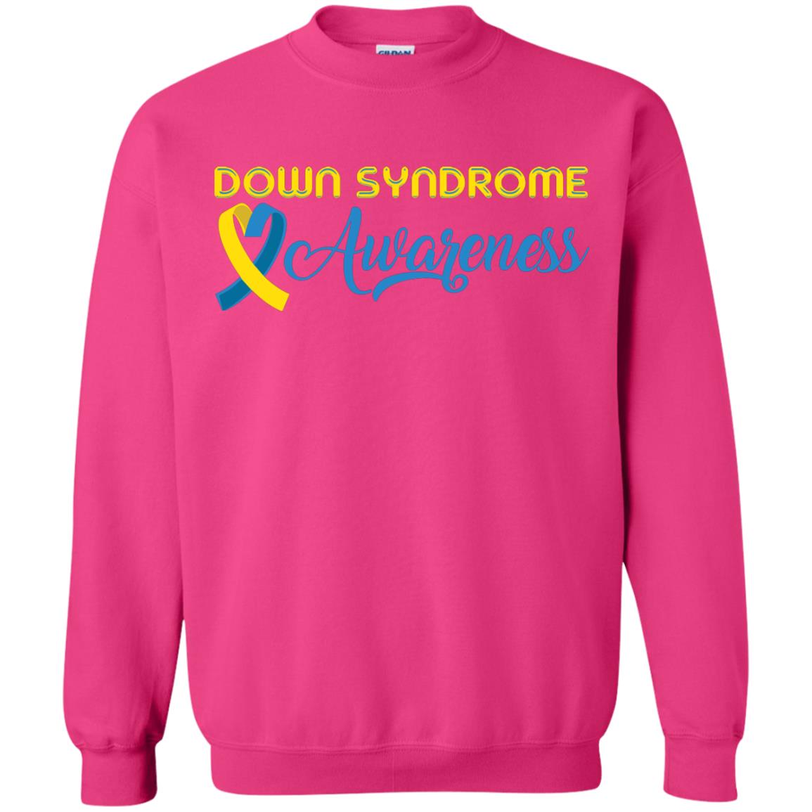 Yellow And Blue Ribbons Down Syndrome Awareness T-shirt Heliconia