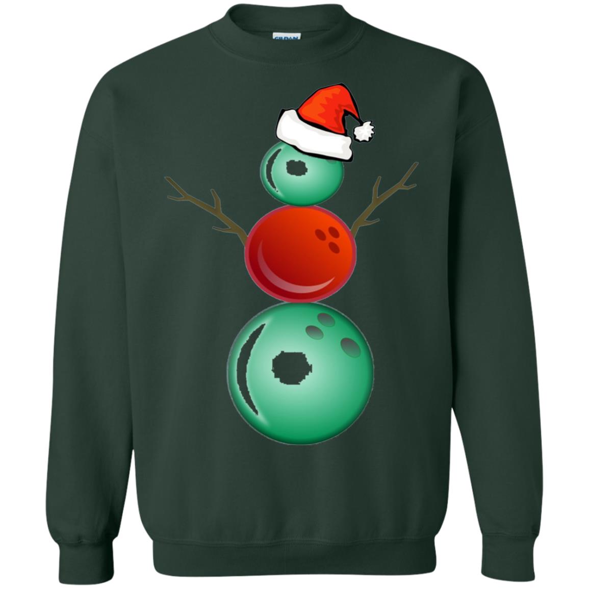 Funny Christmas Shirts Bowling Snowman Forest Green