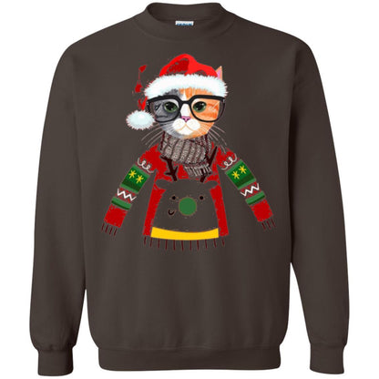 Christmas T-shirt Cat Lover Meowy Christmas T-shirt Dark Chocolate