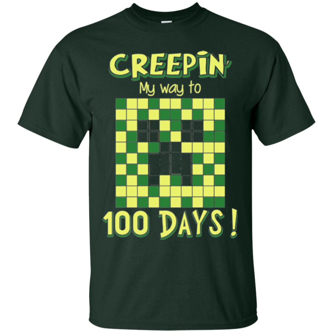 Teacher T-shirt Creepin My Way To 100 Days Forest Green
