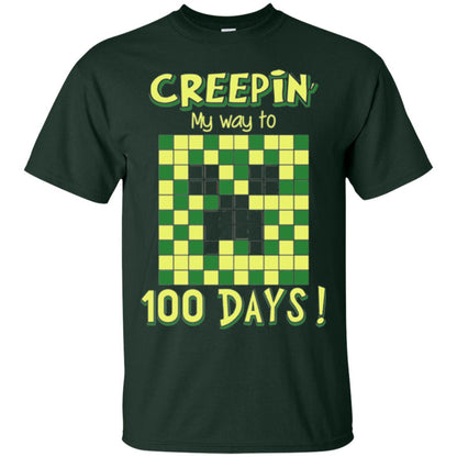 Teacher T-shirt Creepin My Way To 100 Days Forest Green