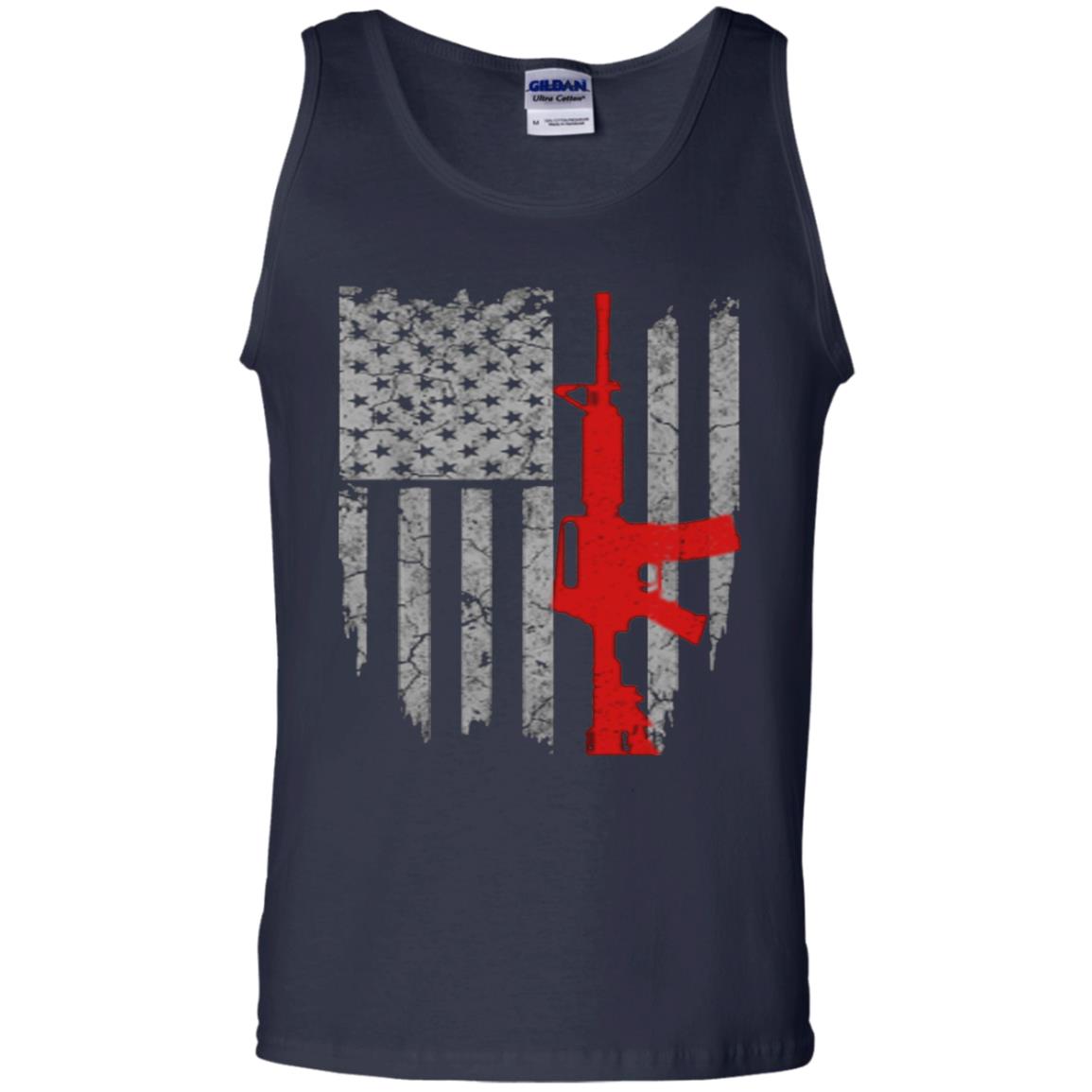 Hunting Lover T-shirt Gun Usa Flag Navy