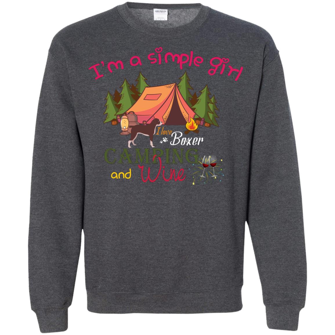 I’m A Simple Girl I Love Boxer Dog Camping And Wine Shirt Dark Heather