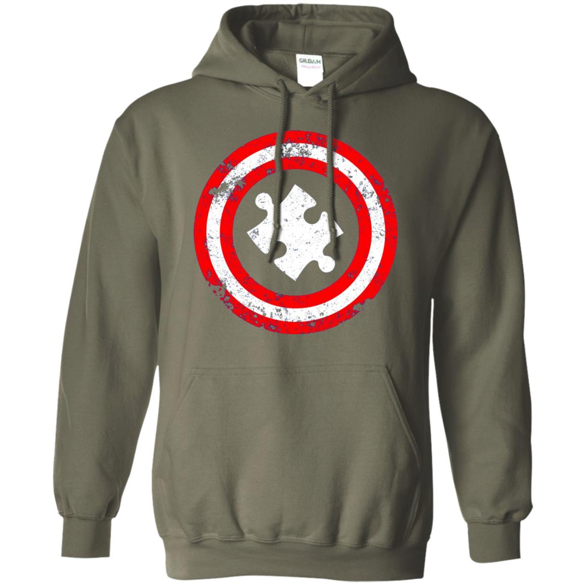 Captain Autism Superhero T-shirt Autism Awareness Military Green
