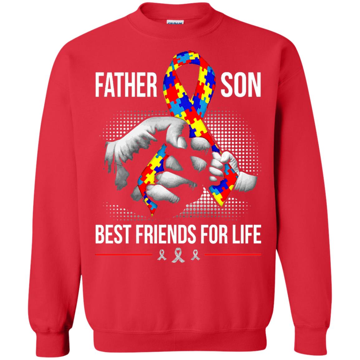 Father And Son Best Friends For Life Autism Awareness T-shirt Red