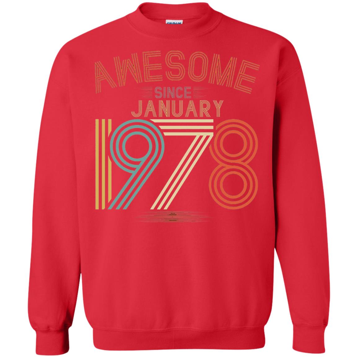 Funny 40th Birthday T-shirt Awesome Since January 1978 Red