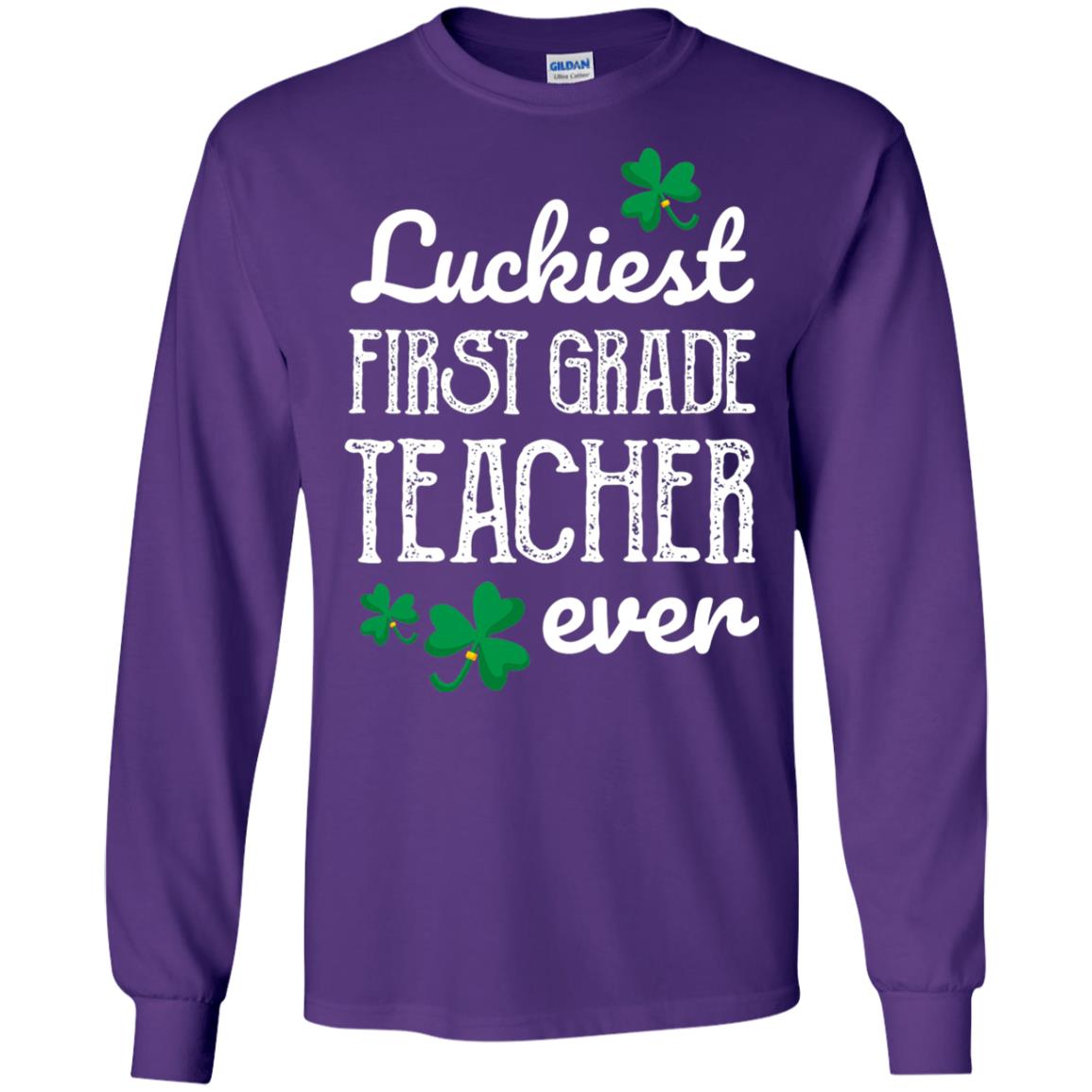 Luckiest First Grade Teacher Ever St. Patricks Day T-shirt Purple