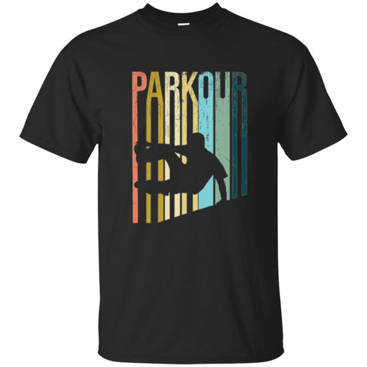Parkour T-shirt Distressed Style Parkour Silhouette Black