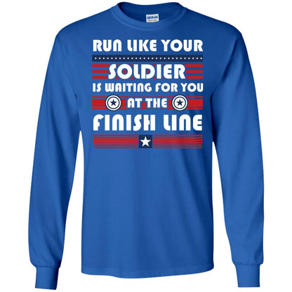 Soldier T-shirt Run Like Your Soldier Is Waiting For You At The Finish Line Royal