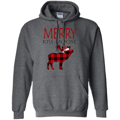 Christmas T-shirt Merry Kiss Moose Dark Heather
