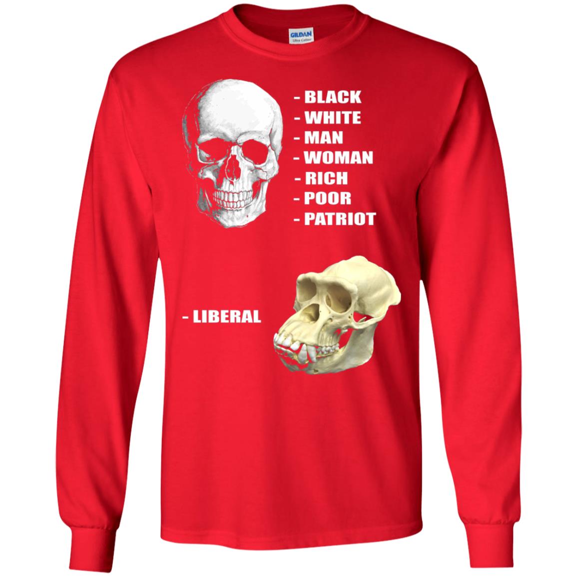 Funny Cool Skulls T-shirt Modern America Patriot Liberal Red