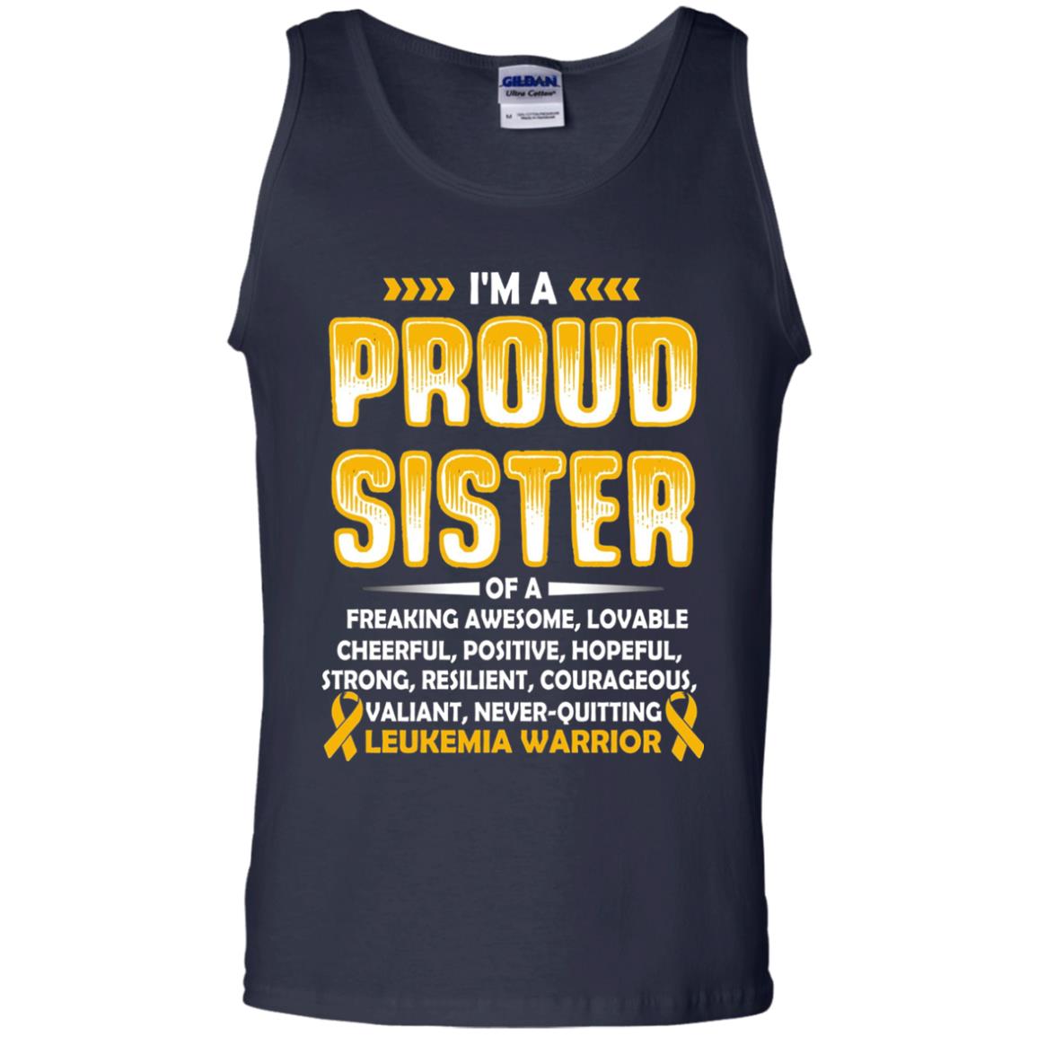Leukemia Warrior Cancer T-shirt I_m A Proud Sister Of Leukemia Warrior Navy