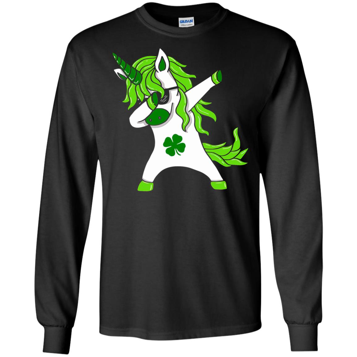 Dabbing Unicorn St Patricks Day Lepricorn T-shirt Black