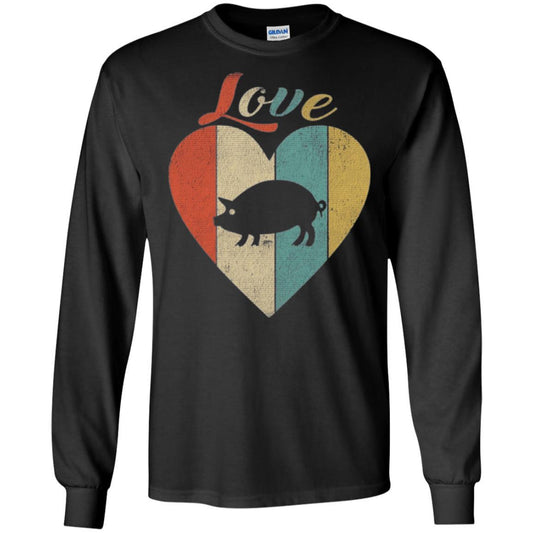 Beautiful Vintage Retro Pig Lover T-shirt Black