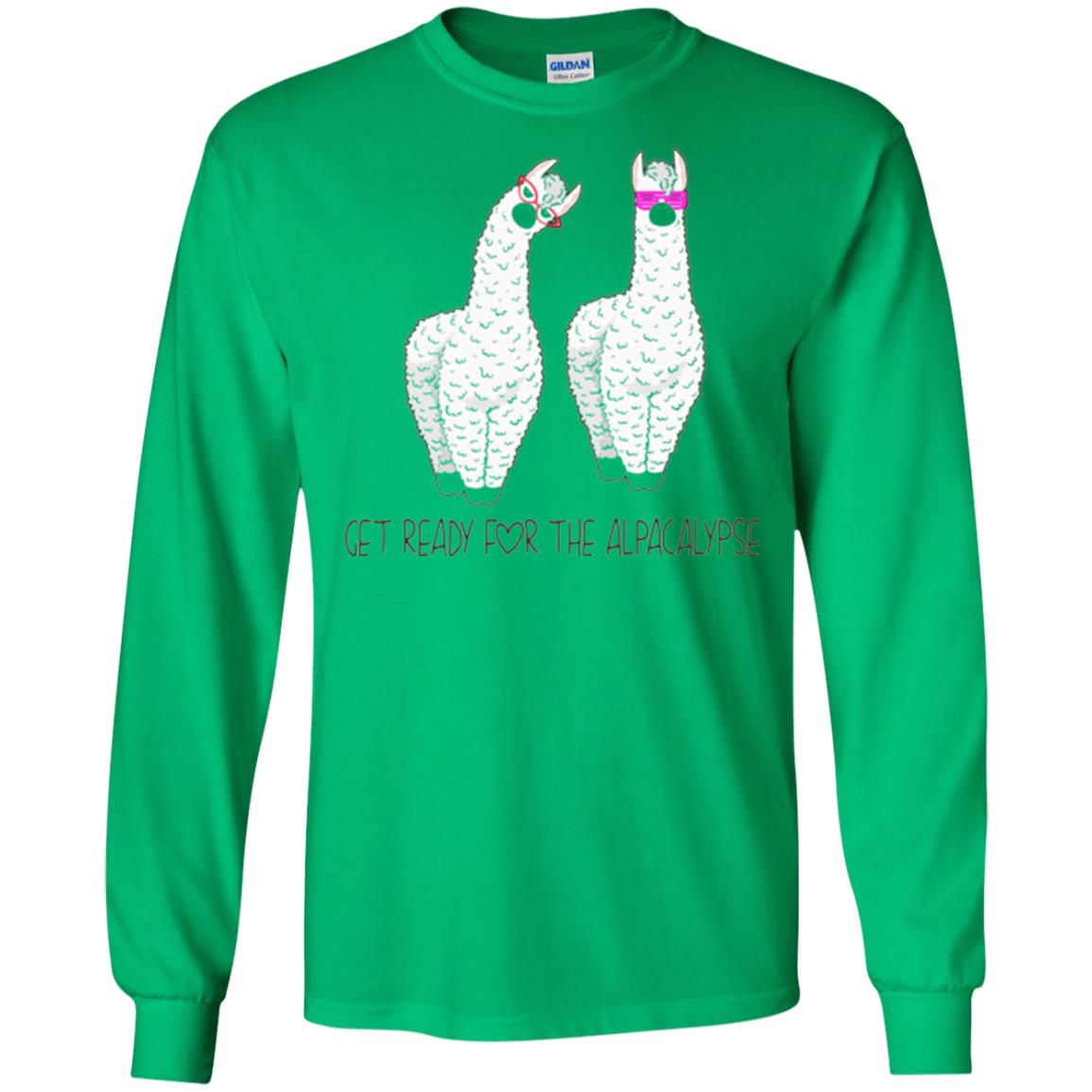 Funny Alpaca T-shirt Get Ready For The Alpacalypse Irish Green