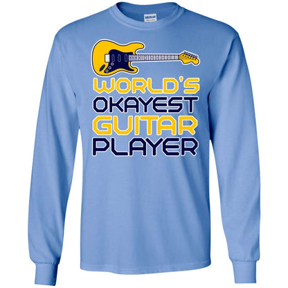 World's Okayest Guitar Player Gift Shirt For Guitarist Carolina Blue