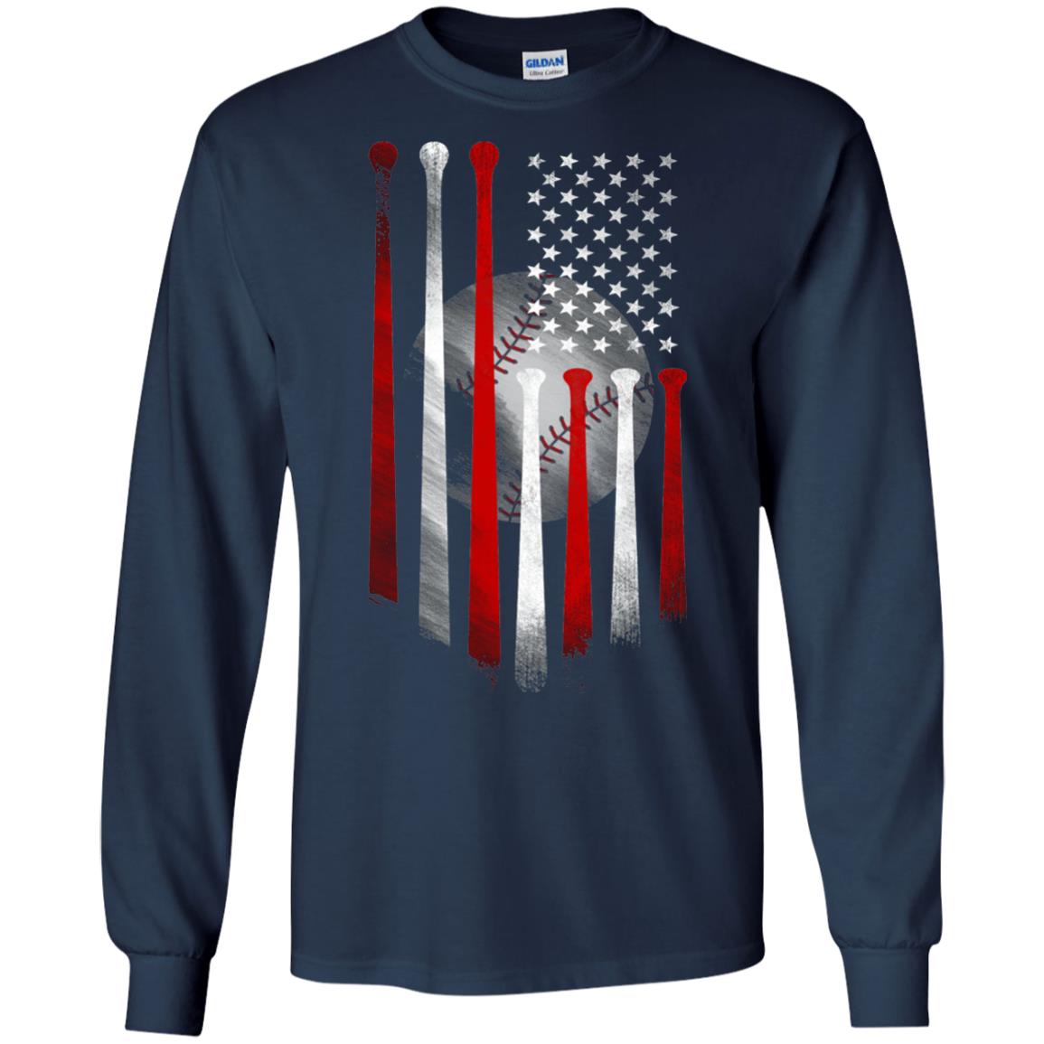 American Flag Baseball Flag Baseball Lover T-shirt Navy