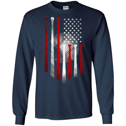 American Flag Baseball Flag Baseball Lover T-shirt Navy