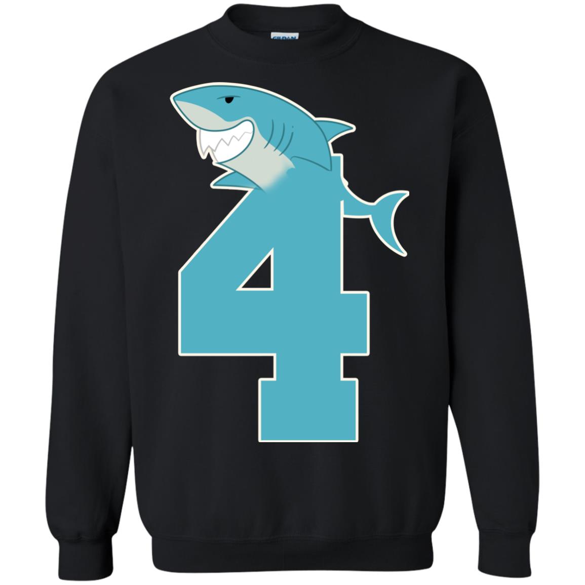 4th Birthday Shark Party Shirt Black
