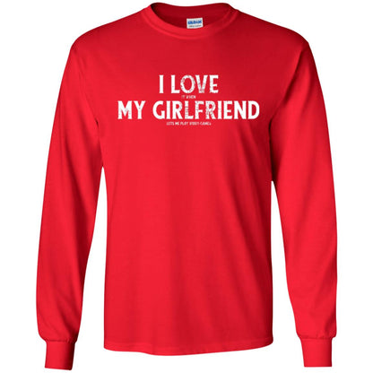 Funny Gamer T-shirt I Love My Girlfriend Lets Me Play Video Games Red