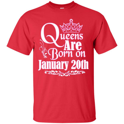 Queens Are Born On January 20th Birthday T-shirt Red