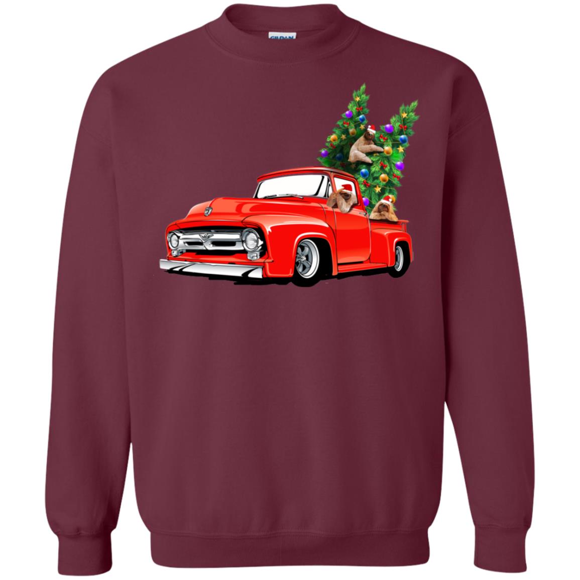 Christmas Tree And Sloths On Car X-mas Gift Shirt Maroon