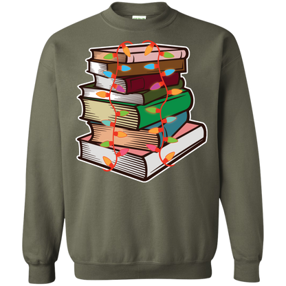 Fairy Lights Christmas Gift T-shirt Book Lover Military Green