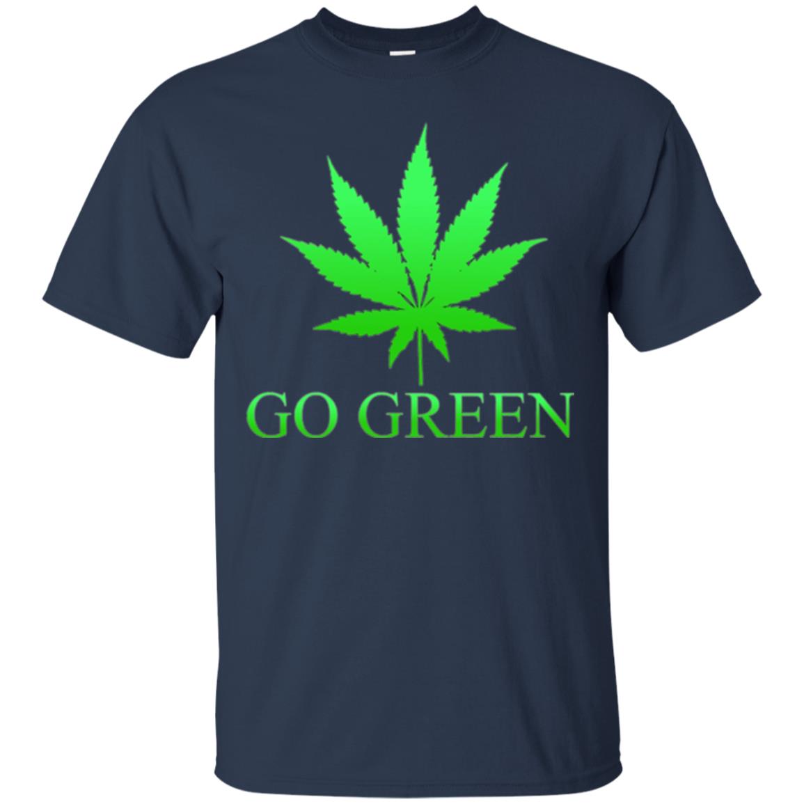 Go Green Weed T Shirt Marijuana Leaf Navy
