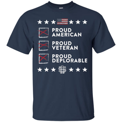 American T-shirt Proud American, Proud Veteran, Proud Deplorable Navy