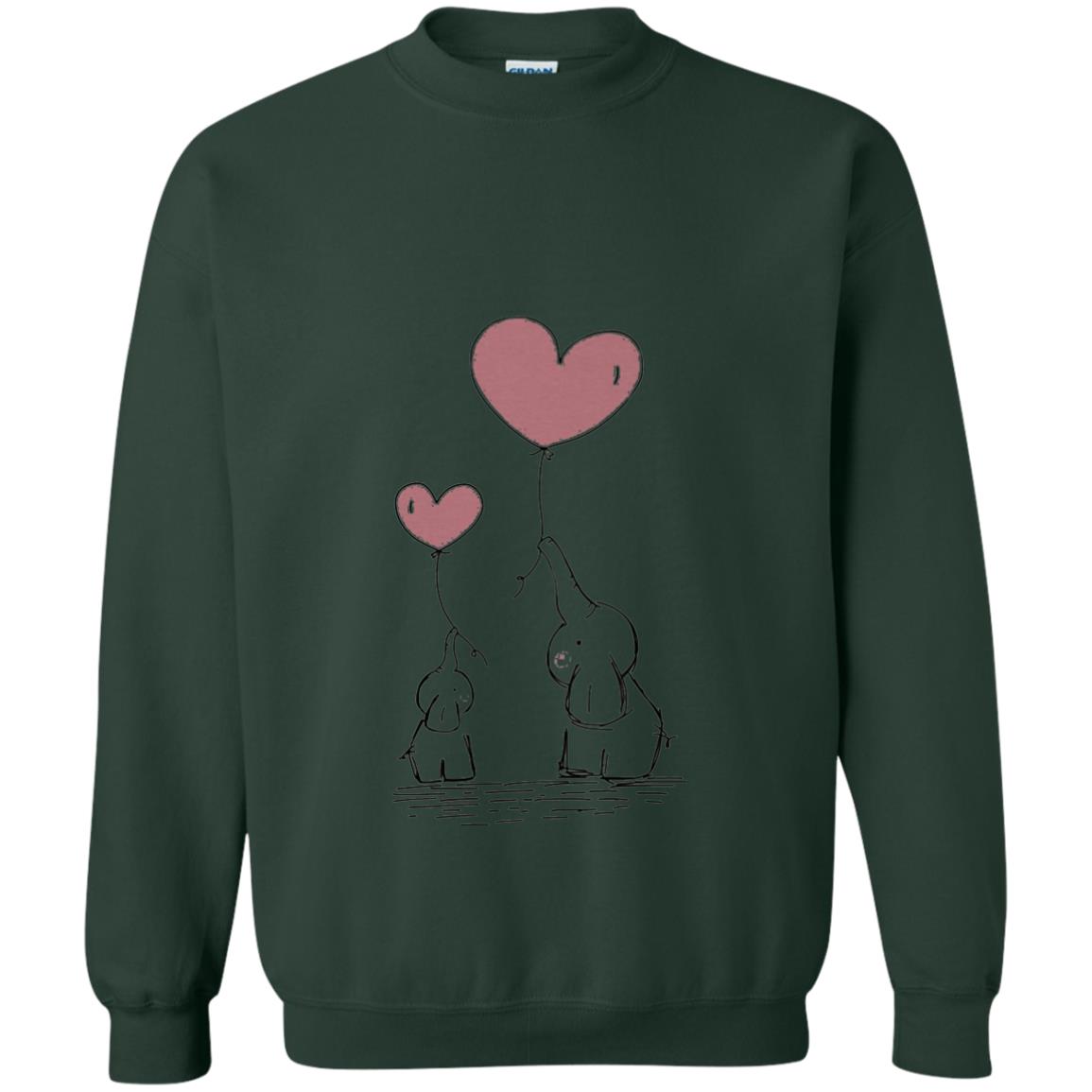 Elephants Mom Heart Balloons Family Shirt Forest Green