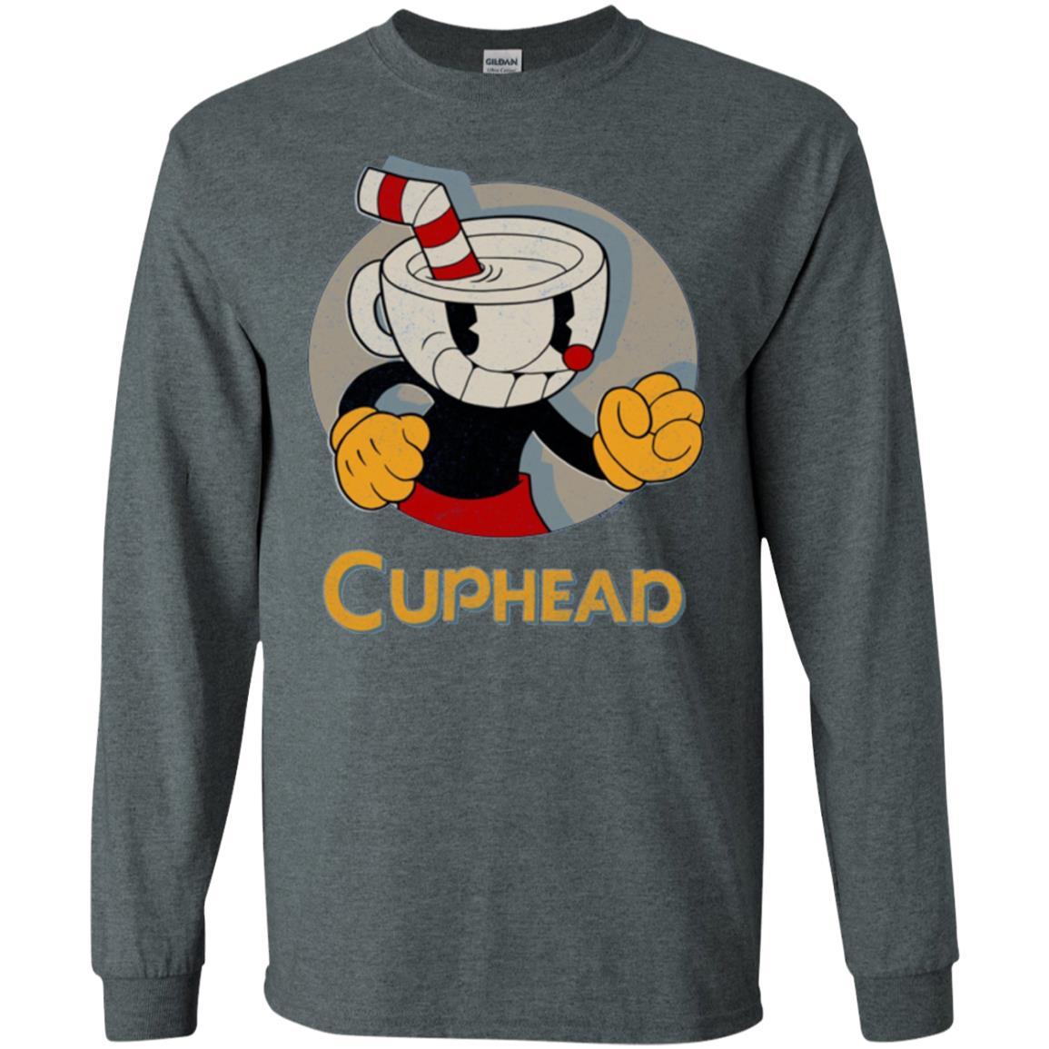 Cuphead Circle Shadow Profile Vintage Graphic T-shirt Dark Heather