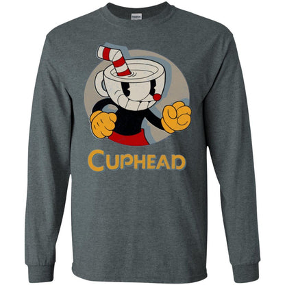 Cuphead Circle Shadow Profile Vintage Graphic T-shirt Dark Heather
