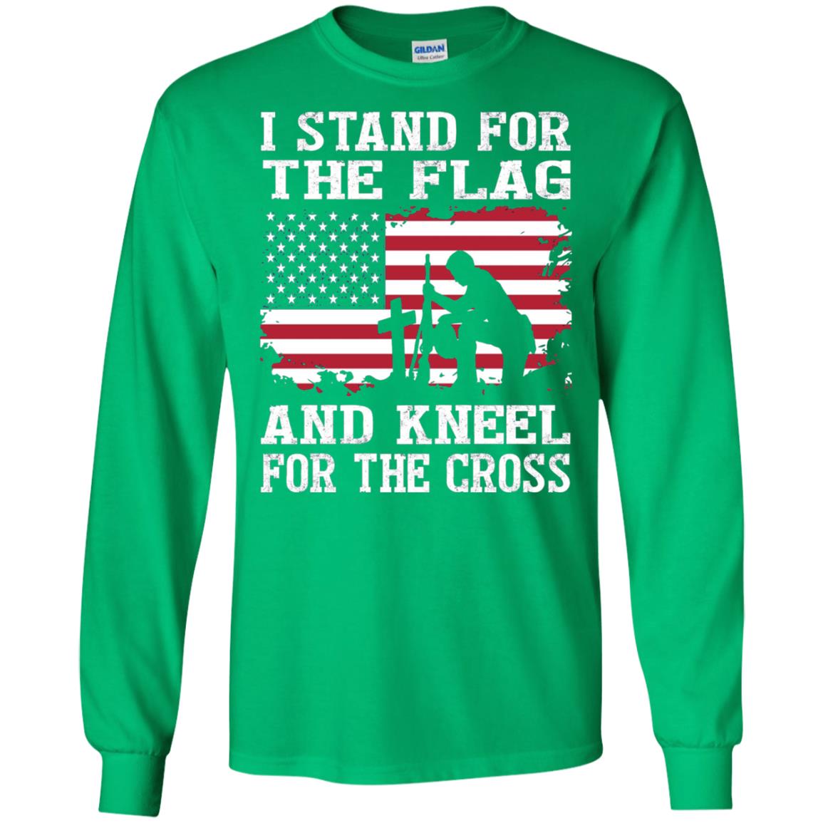 I Stand For The Flag And Kneel For The Cross Military T-shirt Irish Green