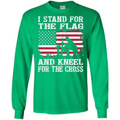 I Stand For The Flag And Kneel For The Cross Military T-shirt Irish Green